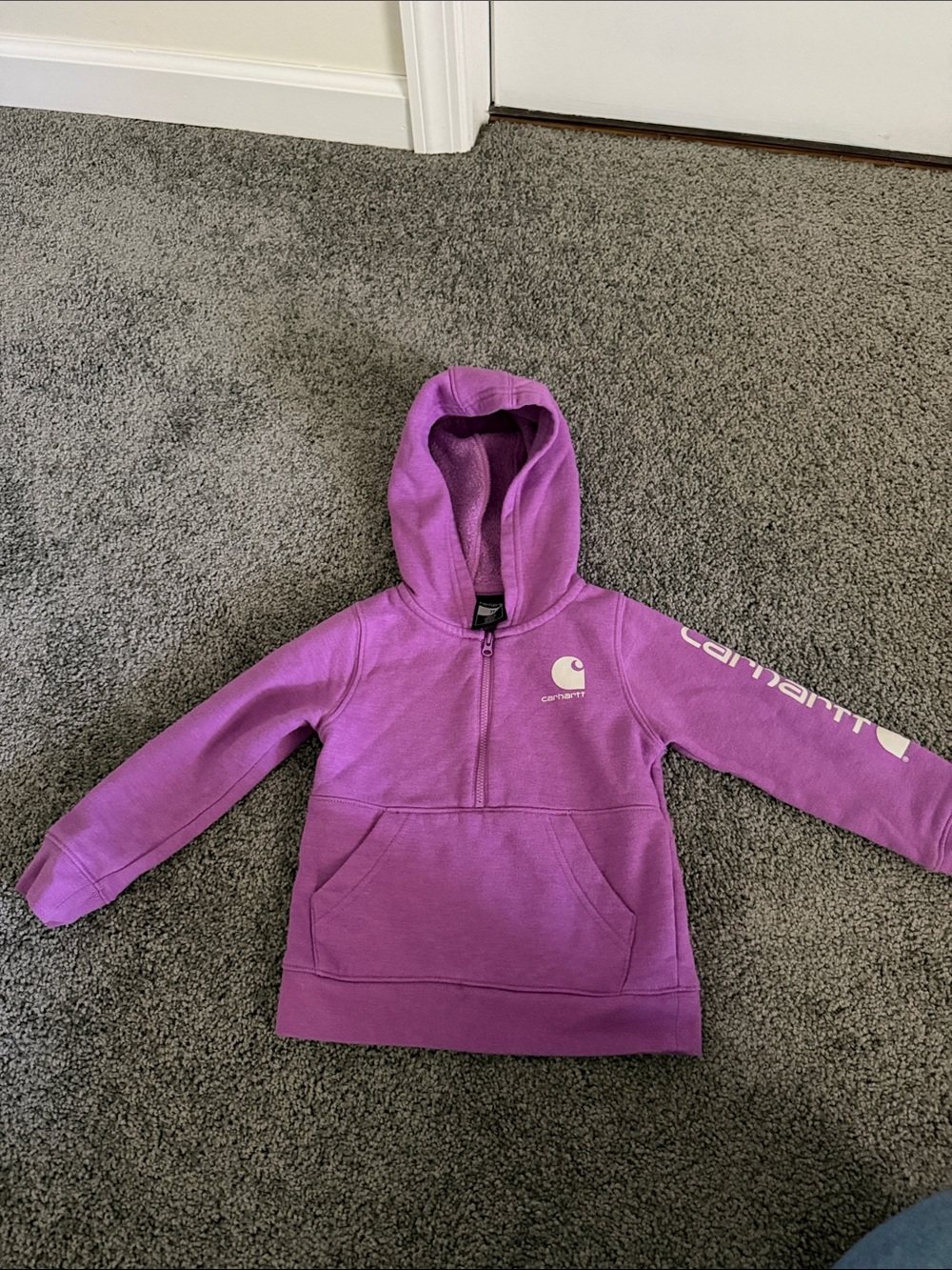 Carhartt Kids' Lavender Half-Zip Hooded Sweatshirt